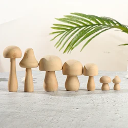 Wooden Mushroom Painting DIY Crafts Wood Toy Wood Mini Doll Mushroom Decor Gifts Wooden Ornaments Home Decoration