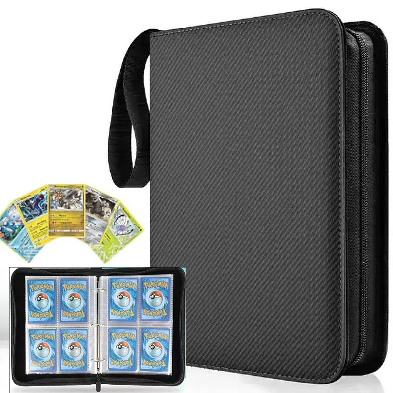 

New 4-pockets 3 Ring Photo album,400 Pockets Card Binder Sleeves with Zipper, Reusable Double Sided Pockets Card Holder Carry