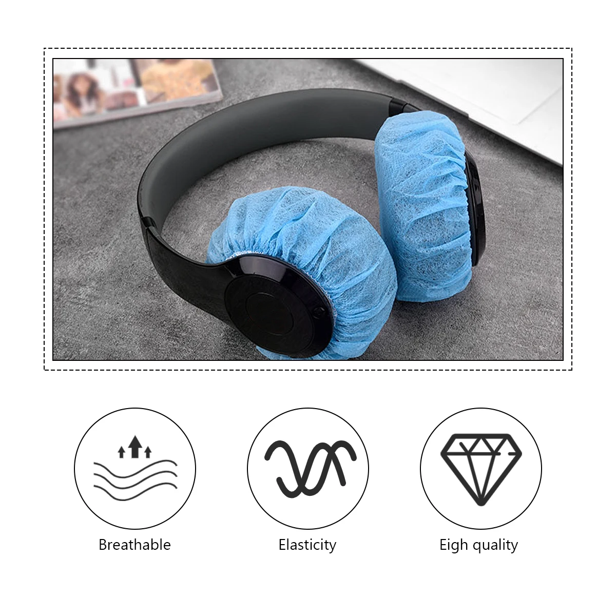 100 قطعة من أغطية حماية سماعة الرأس الناعمة للاستعمال مرة واحدة لنظافة سماعة الرأس تستخدم غطاء سماعة الرأس الواقي #1