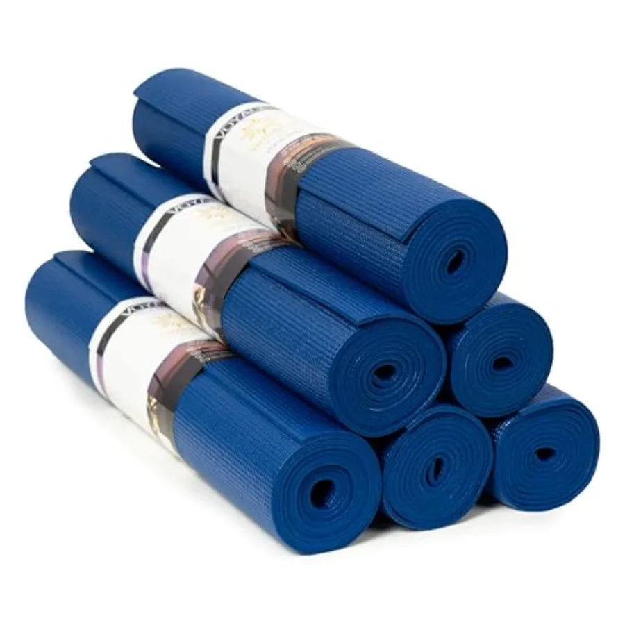 Studio yoga mats for home and gym use, 5mm thick PVC, black, non-slip textured surface with alignment lines