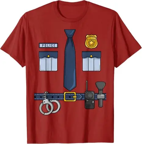 Halloween Polizist Partykostüm Halloween Polizeibeamter Cosplay T-Shirt Y2k Lustige Jungen Mode Grafik-Bekleidung Herrenkleidung – Detail 6