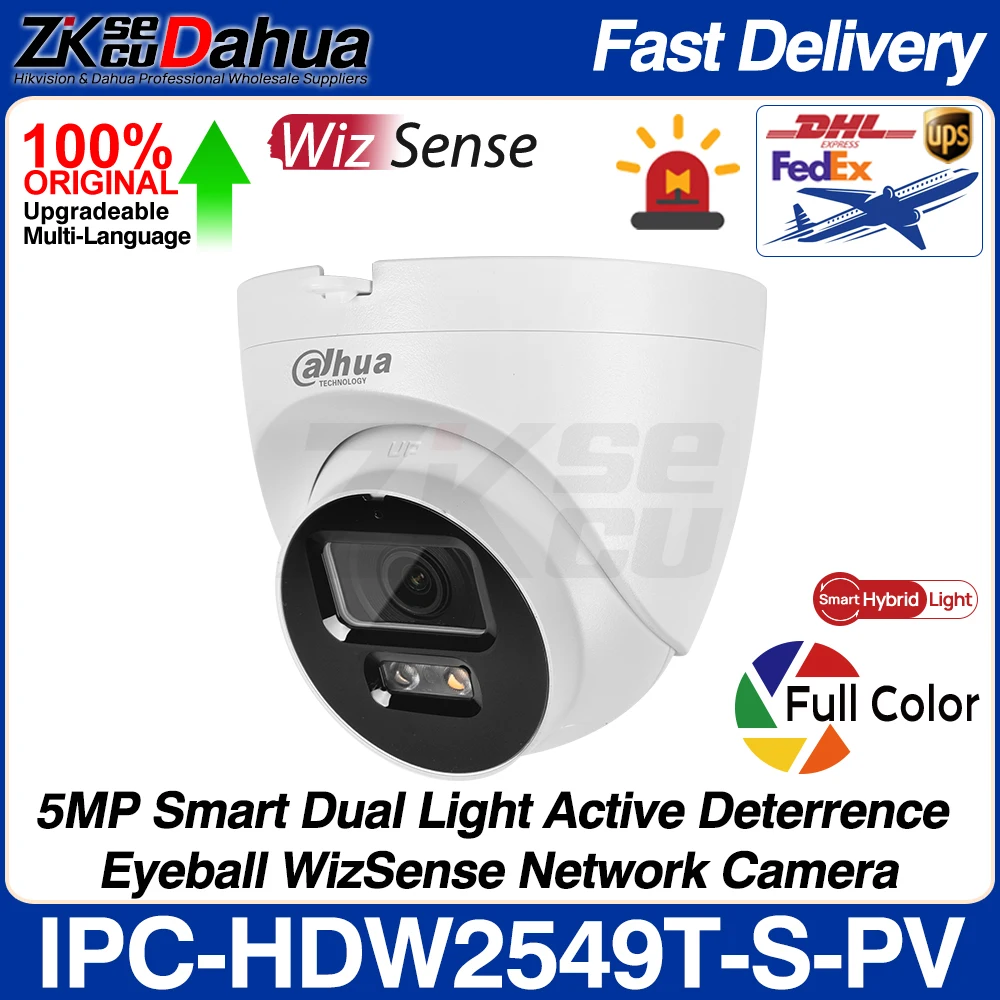 dahua original ipc hdw2549t s pv 5mp cor cheia inteligente dupla luz dissuasao ativa rede wizsense poe camera ip audio bidirecional sd 01