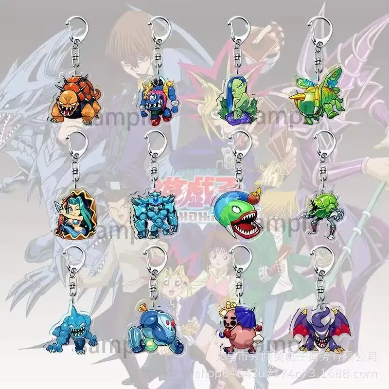 Yugioh periferia llavero acrílico ojos azules dragón blanco Joey Wheeler Yugi Muto Seto Kaiba Atem bolsa de felpa colgante juego de Anime