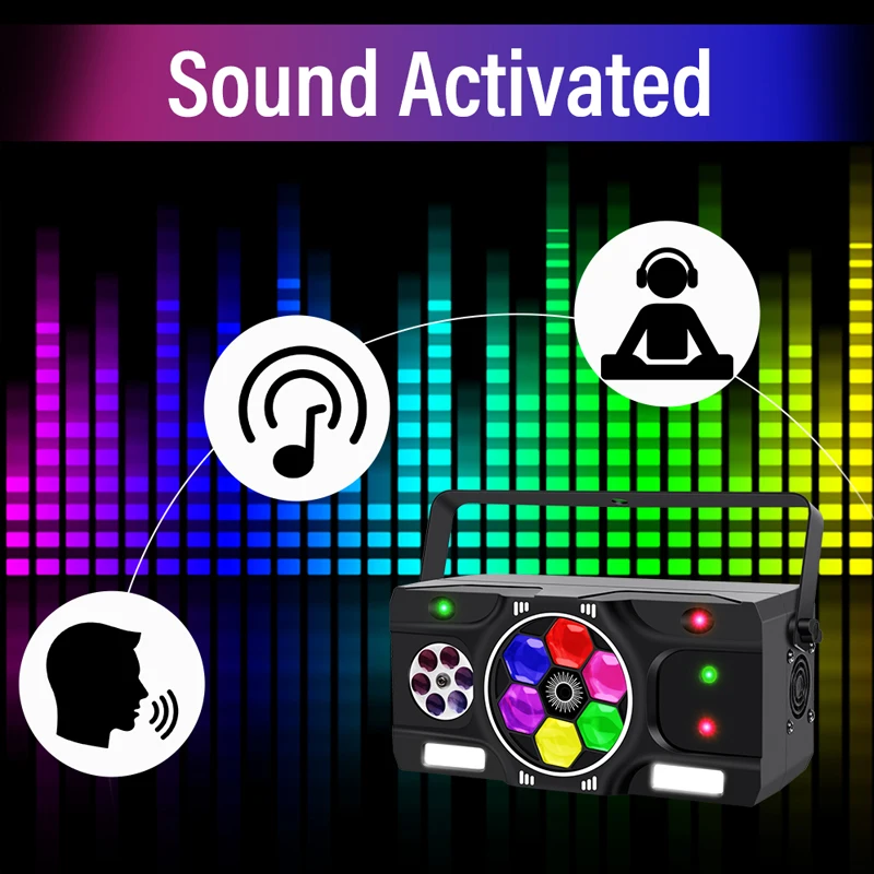 80W LED RGBW LED 5in1 Bee Eye Effect Strobe Stage Light Starry Sky Night Light With Remote Control Green Red Beam Scanner Lights