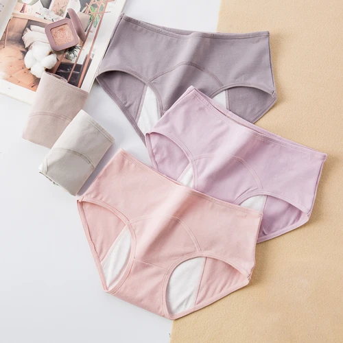 Bragas menstruales a prueba de fugas para mujer, pantalones fisiológicos, ropa interior transpirable de algodón, calzoncillos impermeables para el período