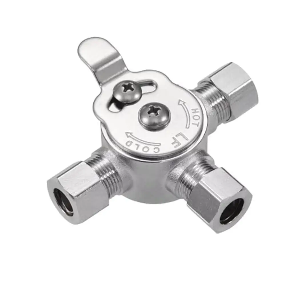 Below Deck Brass Thermostatic Mixing Valve with 3/8 Compression Ports and Manual Adjustment for Hot and Cold Water