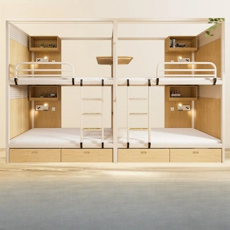 Staff Dormitory Elevated Wrought Iron Upper and Lower Bunk  Student Iron Frame  Apartment Upper and Lower