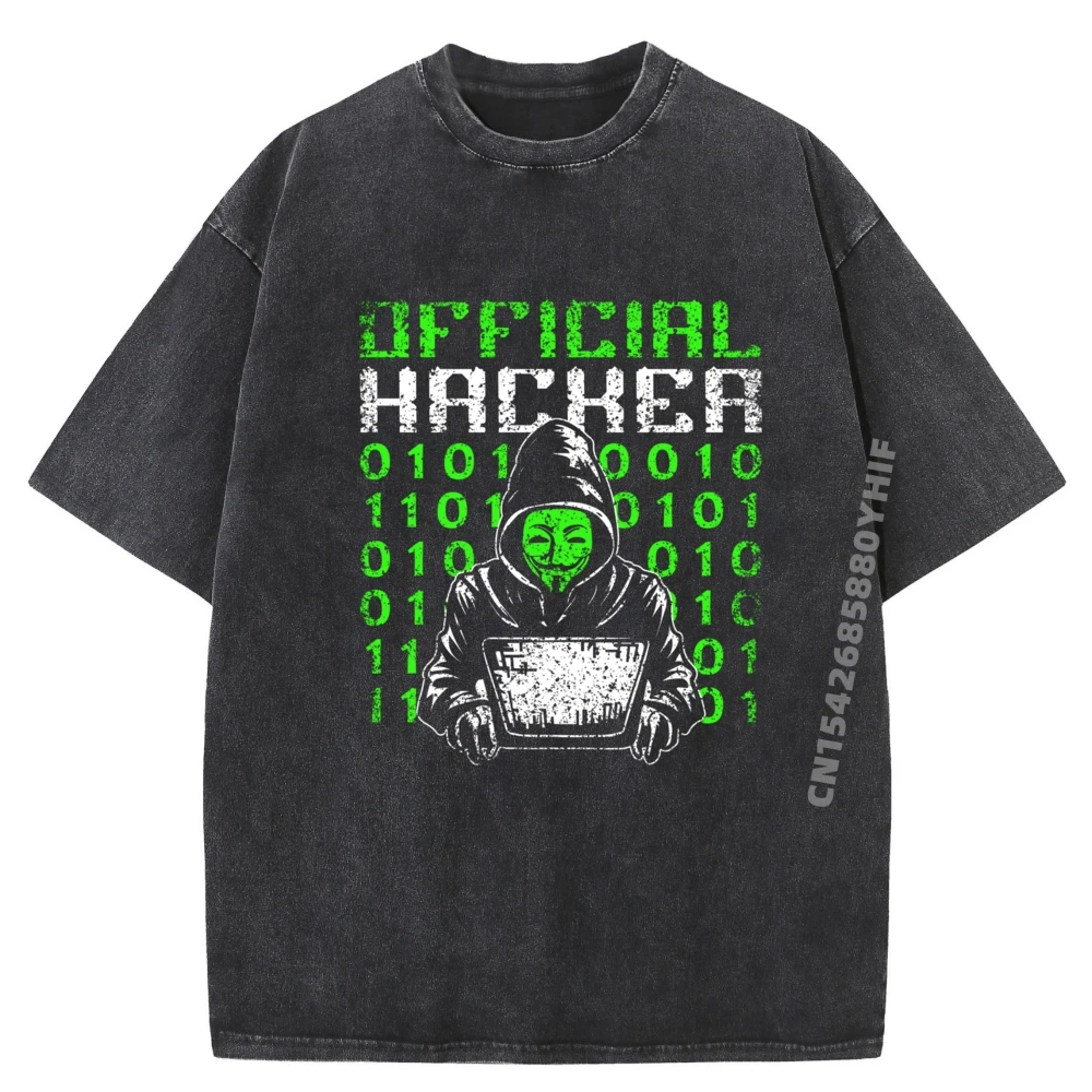 

Funny Printed Official Hacker It Hack Hacking Computer Hacker Camisetas Loose Washed New Shirts And T-Shirts