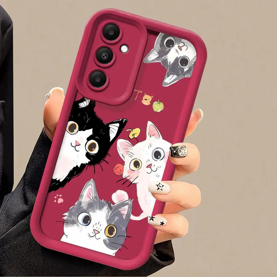 Shockproof Case For Samsung Galaxy A54 A52 A14 A53 A12 A13 A50 A23 A51 A71 A34 A21s Silicone Phone Cover Funny Cute Cartoon Cat