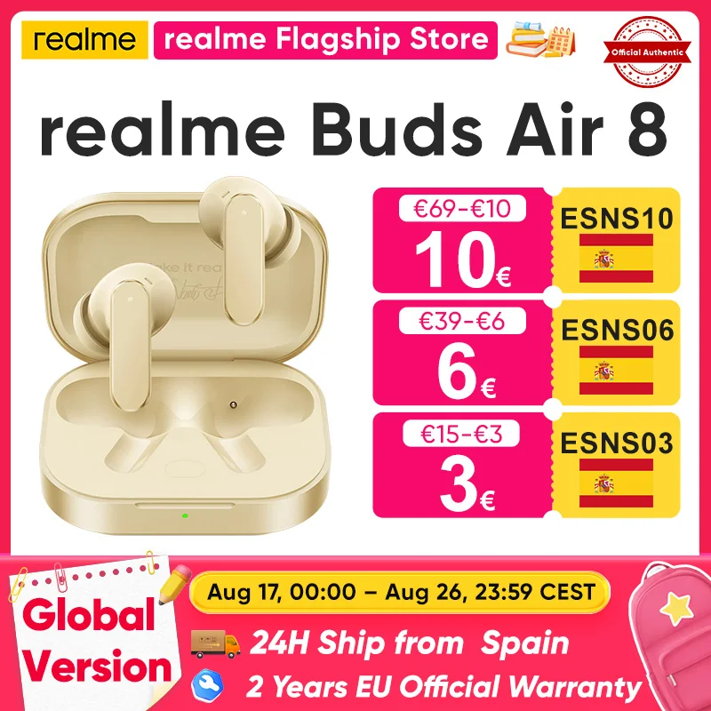 realme Buds Air 8 nuevos auriculares Bluetooth con asistente de IA, 55 dB y 58 …