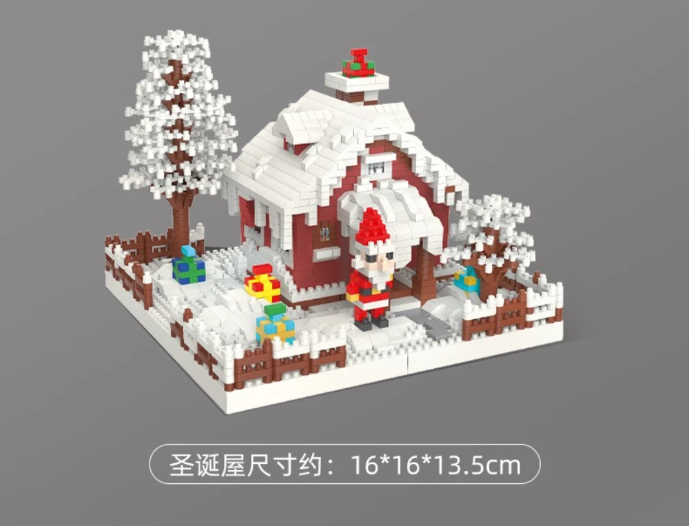 MOC Albero di Natale Babbo Natale Casa Building Blocks Set Inverno Neve Cortile Parco Capanna Architettura Giocattoli fai da te per i regali dei bambini