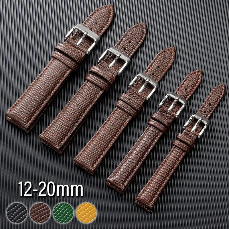 Leather Lizard Grain Embossed Watch Band 12mm 14mm 16mm 18mm 20mm Premium Textured Strap Luxury Business Bracelet for Men Woman