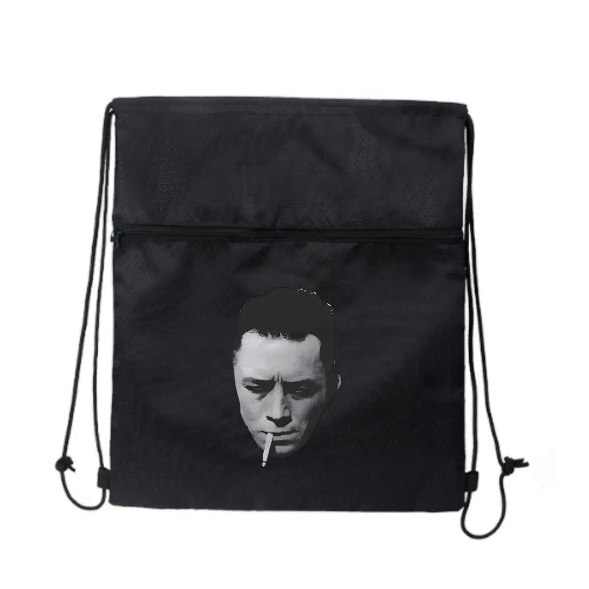 

Черно-белый стилистичный портретный графический рюкзак на шнурке Спортивный рюкзак большой вместимости