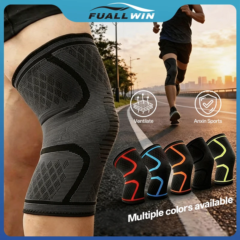 Unisex Sports Knee Brace, Elastic Compression Knee Sleeve with Anti-Slip Silicone for Running Basketball Workout Injury Recovery