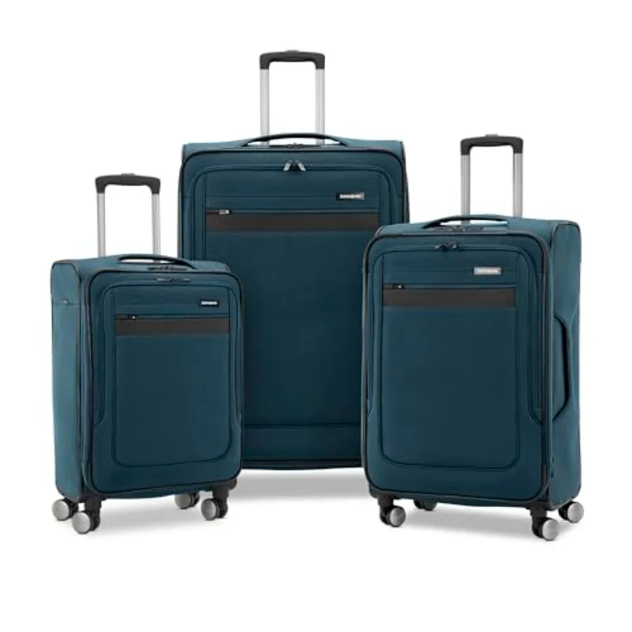 

Набор из 3-х чемоданов Samsonite Ascella 3.0 (бирюзовый/черный), мягкие расширяемые чемоданы на колесиках для путешествий, из прочного полиэстера