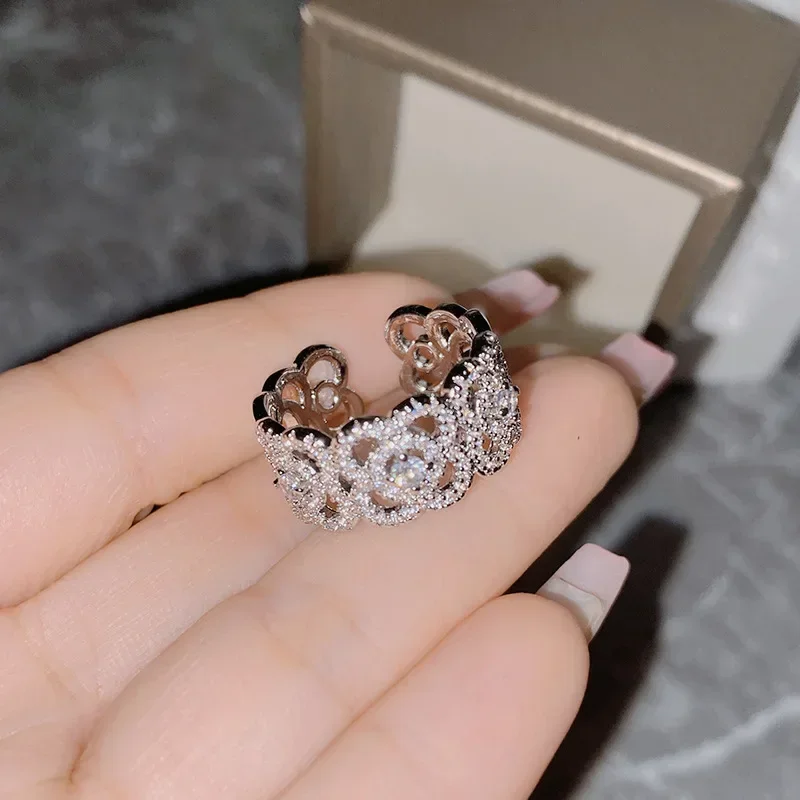 MDLFES مويسان الماس نمط مجوهرات خاتم رائع مطلية بالذهب أوروبا والولايات المتحدة البنصر الحي