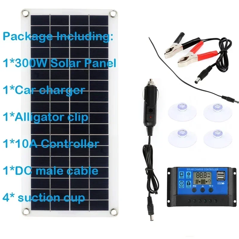 300 W flexibles Solarpanel 12 V Batterieladegerät Dual USB mit 10 A-60 A Controller Solarzellen Power Bank für Telefon Auto Yacht Wohnmobil