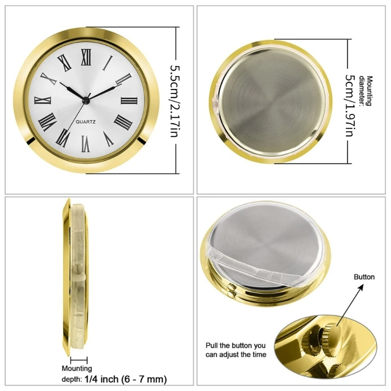 55mm Clock Quartzs PC21 Movement Round Watch Head Insert Classical Clock Crafts Dropshipping