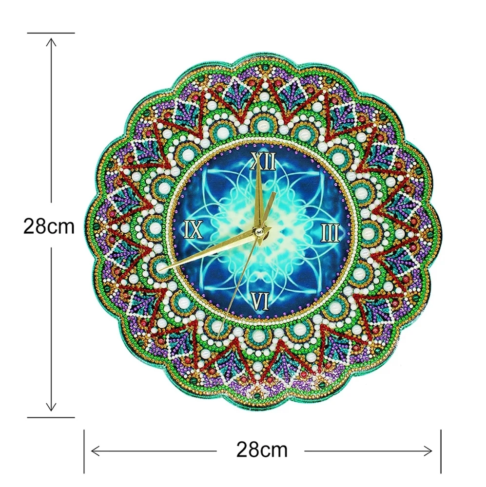 Luminous diamentowy zegar Mandala diamentowe malowanie inkrustowane 5d diamentowe hafty koraliki o specjalnym kształcie Diy dekoracja ścienna domu