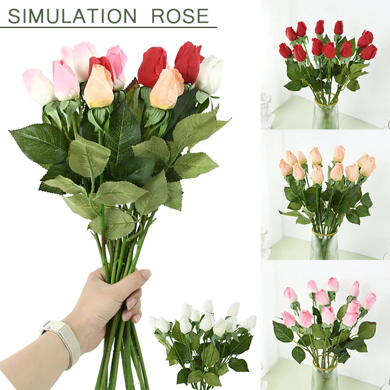 

1/3pcs Artificial Rose Silk Flowers Eucalyptus Leaf Fake Plants Bouquet For Wedding Home Decoration Flower Arrangement Christmas