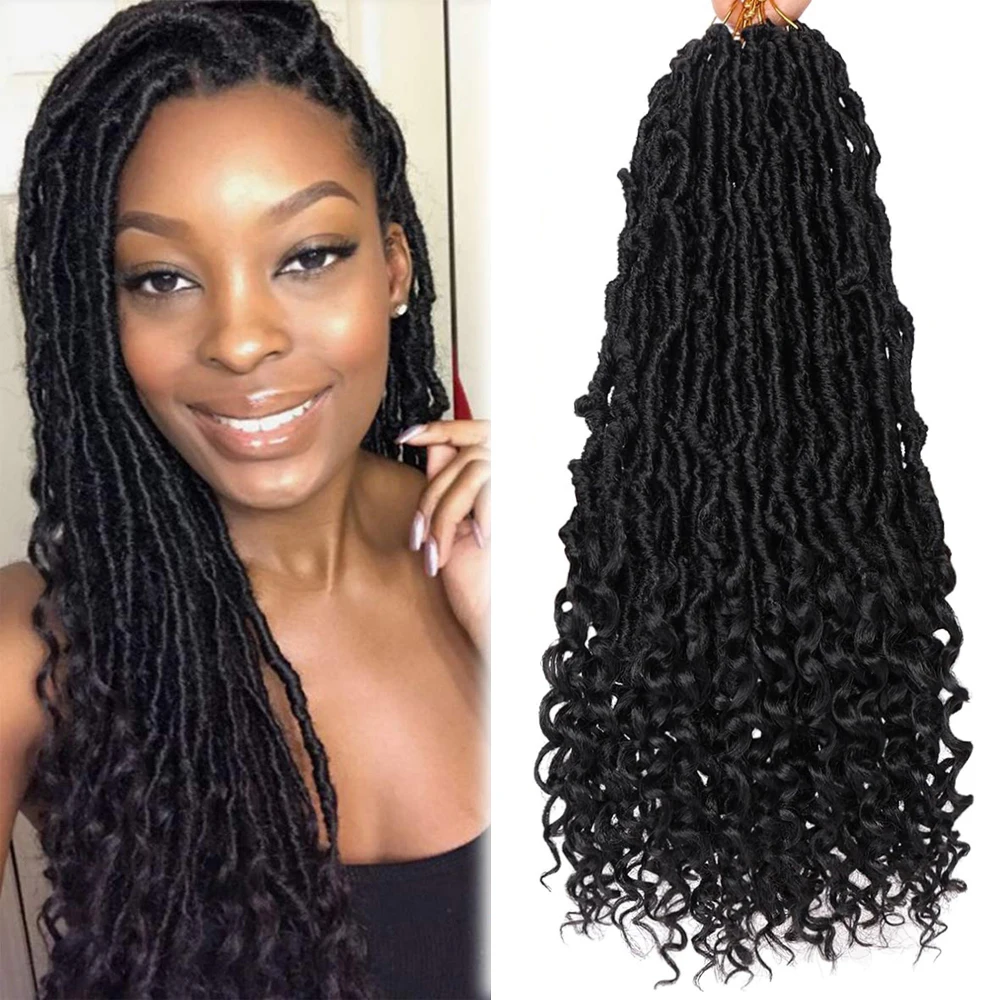 ผมถักโครเชต์ Goddess New Faux Locs 7 แพ็ค แบบ Pre-looped ผมลอนยาวนุ่ม ปลายหยิก ทำจากเส้นใยสังเคราะห์