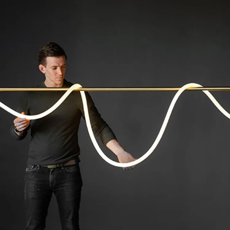 Minimalist personality bar long tube line winding creative designer restaurant art music note lamp dining table chandelier