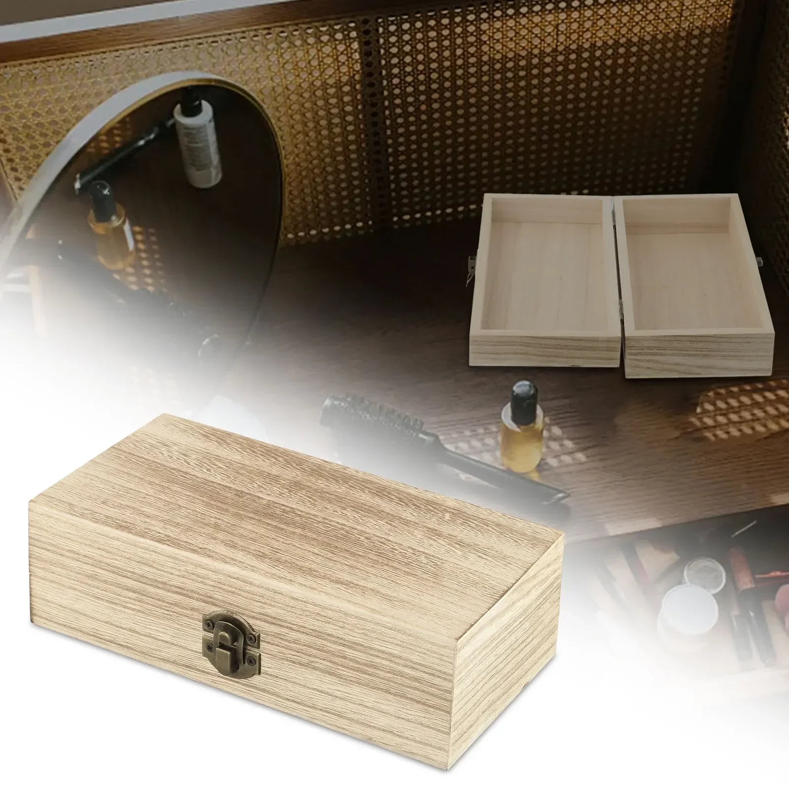 High Quality Brand New Storage Box Wooden Flip Top Health Manual Polishing Natural/Light/Dark Rectangular Retro Style