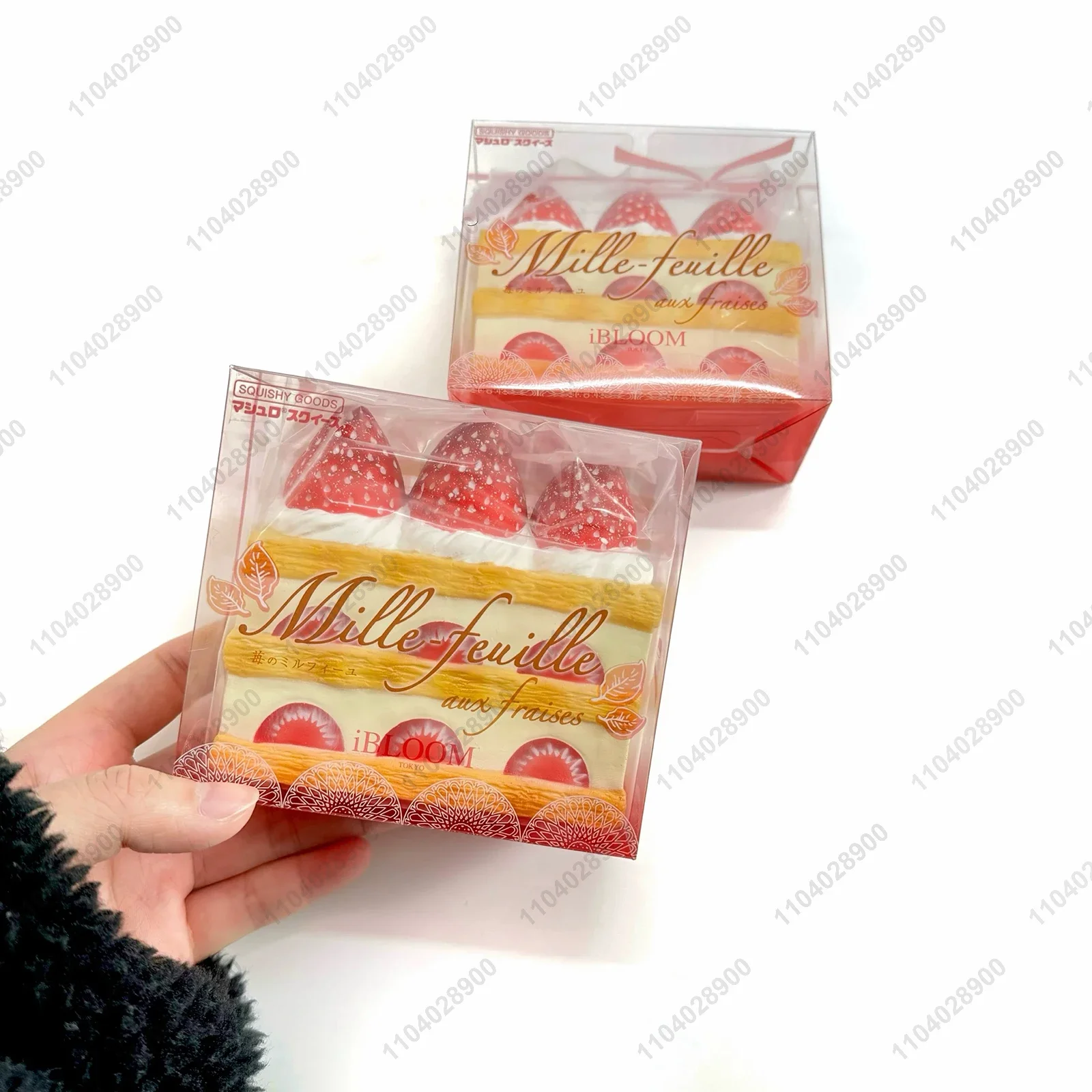 Morango mille-feuille bolo mole lento subindo morango tiramisu bolo pastelaria espremer brinquedo liberação de estresse mão relaxar brinquedo