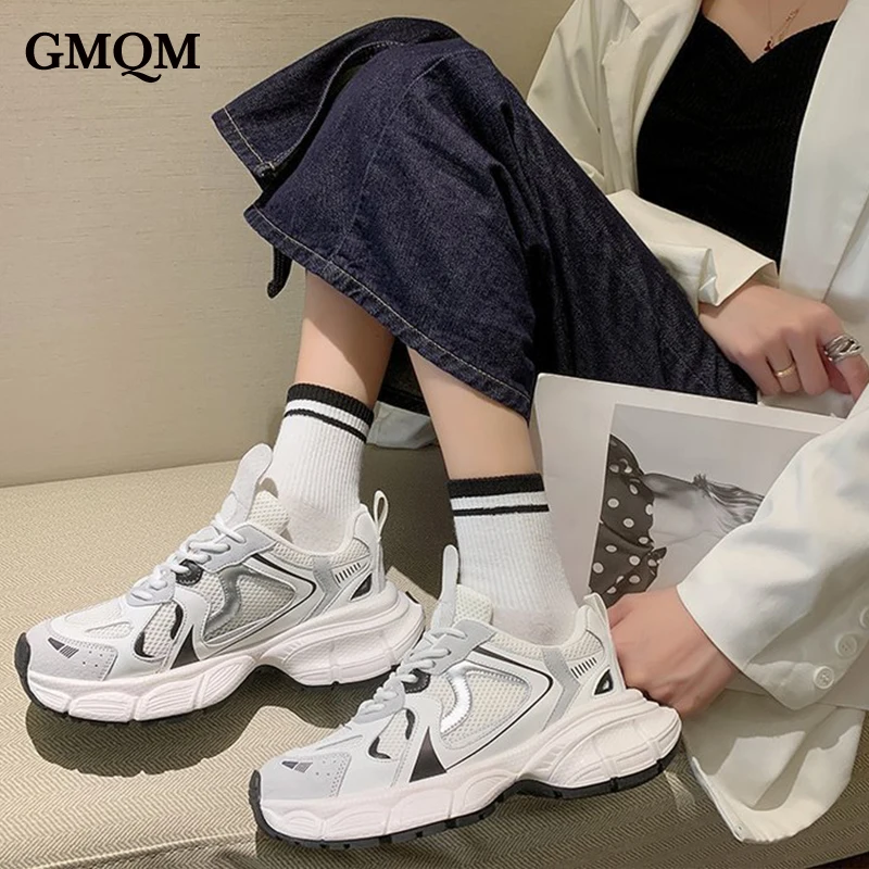 GMQM Casual Fashion Women\'s New 2023 Breathable Mesh Sports Sneakers Platform Non-Slip Running Shoes for Ladies Vulcanized Shoes