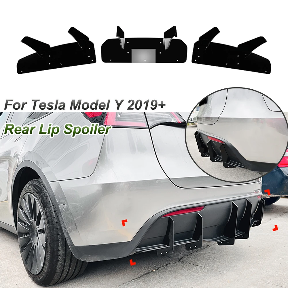 For Tesla Model Y 2019+ Rear Lip Spoiler Blade Wind Knife Car Sticker Modification Glossy Black Car Body Kit