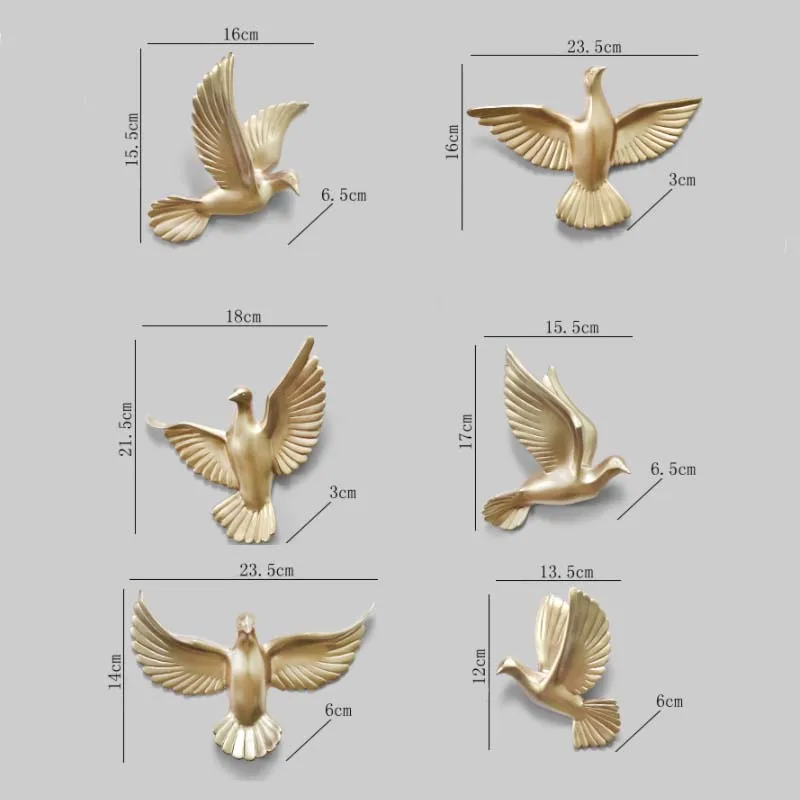 5/6 Pcs/set 3D Resin Birds Statue Home Decoration Wall Art Stickers Decor Furnishings TV Background Living Room Ornament