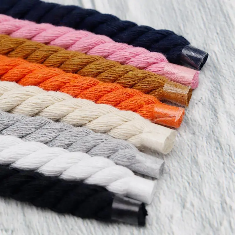 0.8CM Thick Round Shoelaces Quality solid color Cotton Shoelace Running Sneakers Laces 100/120/140CM Boots Shoelace 1Pair/2Pair image 4