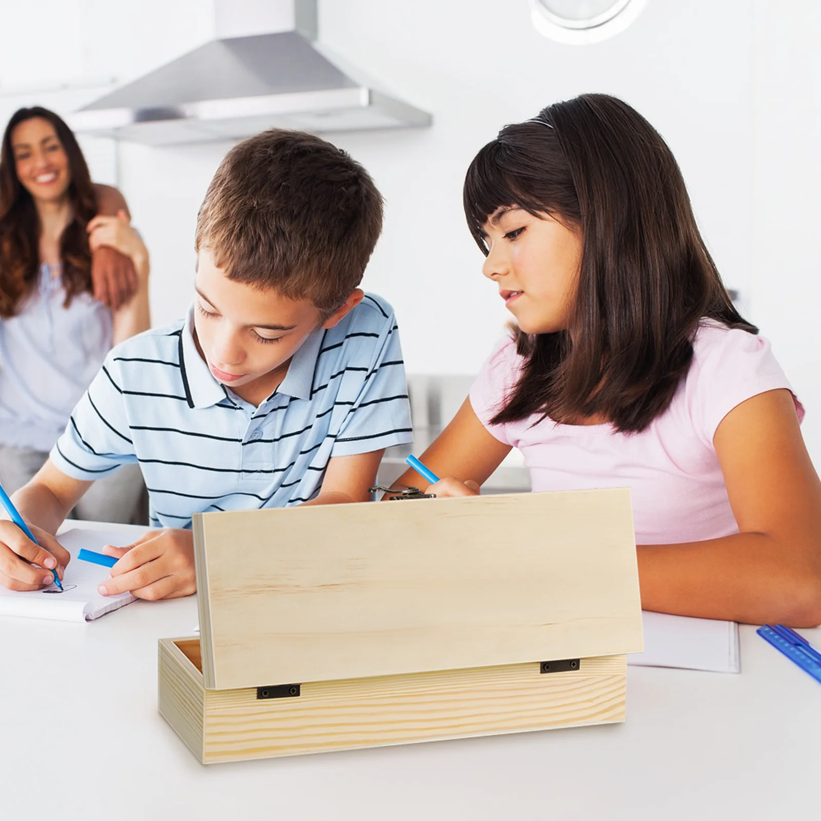 

2Pcs Rustic Divided Wooden Box 4 Compartments Organizer Storage Container for Jewelry Cards Craft Supplies Wood Display Box