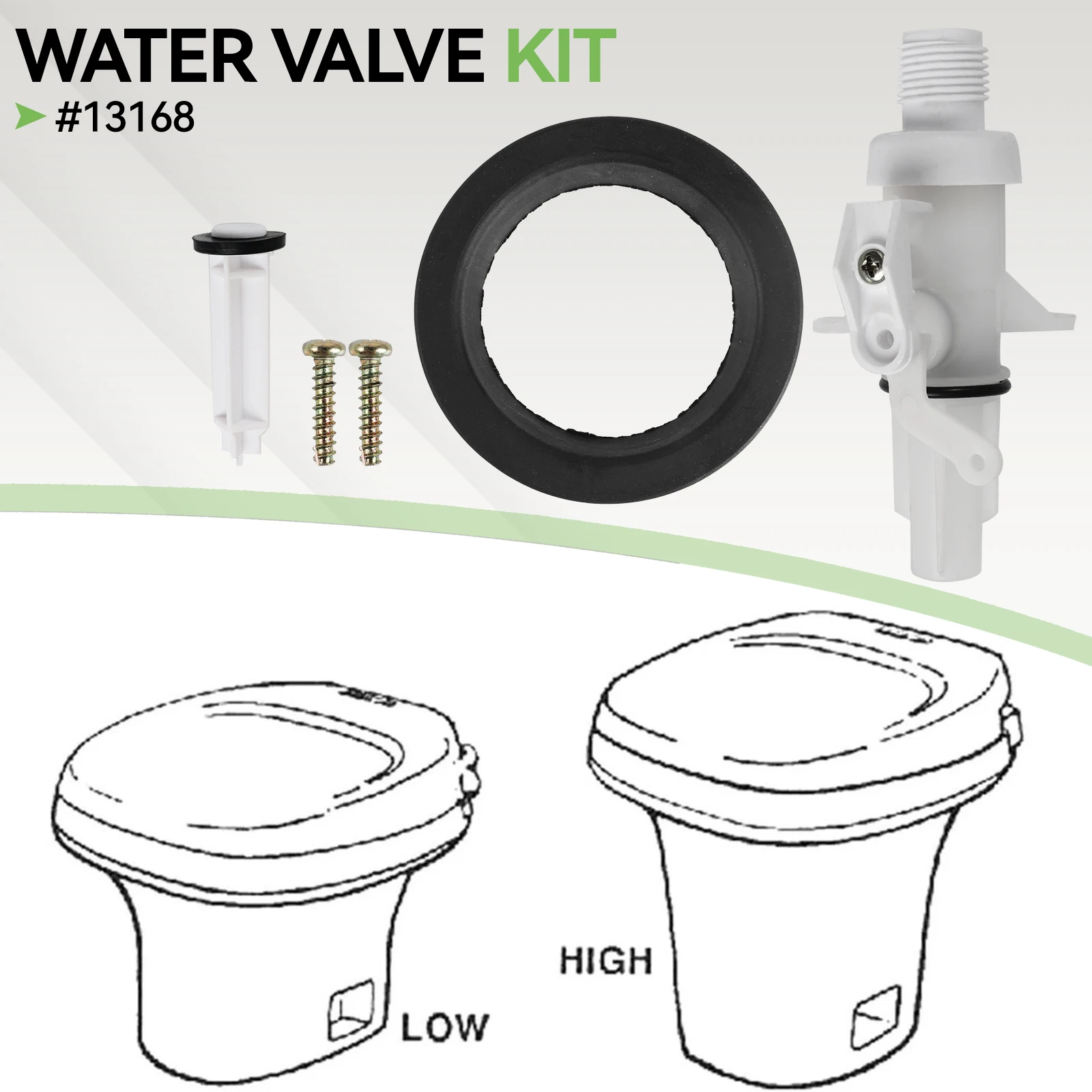 Upgraded Water Valve Kit #13168 For Thetford Aqua Magic IV (4) RV Toilet Water Valve Kit Toilet Repair Kit High And Low Models