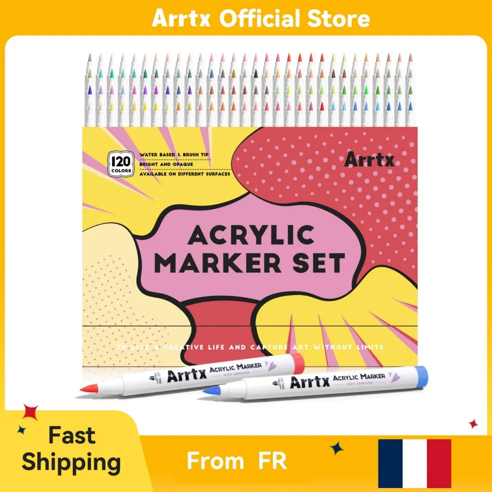 Stylos marqueurs Arrtx, stylos à peinture acrylique à pointe pinceau, pour dessins animés, bandes dessinées, peinture sur roche, bois, toile, fabrication d'objets artisanaux DIY