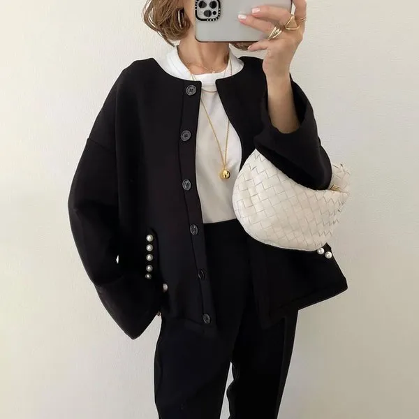 

Свободная женская вязаная куртка в Корейском японском стиле, осеннее новое дизайнерское утягивающее пальто, шляпа из шерстяного материала в комплекте