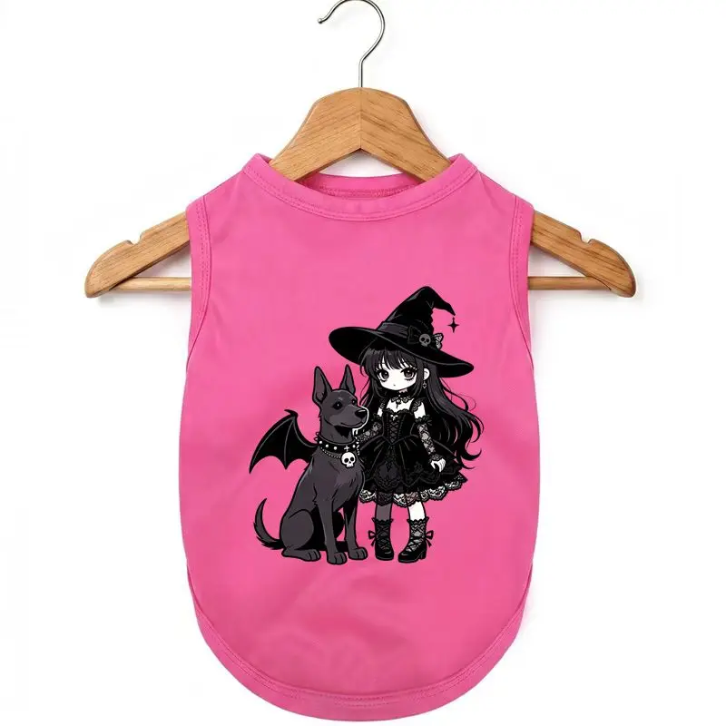 

Cute Witch Dog Vest Summer Breathable Puppy Tank Top Polyester Pet Clothes Girl & Dog Graphic Tee Shirt