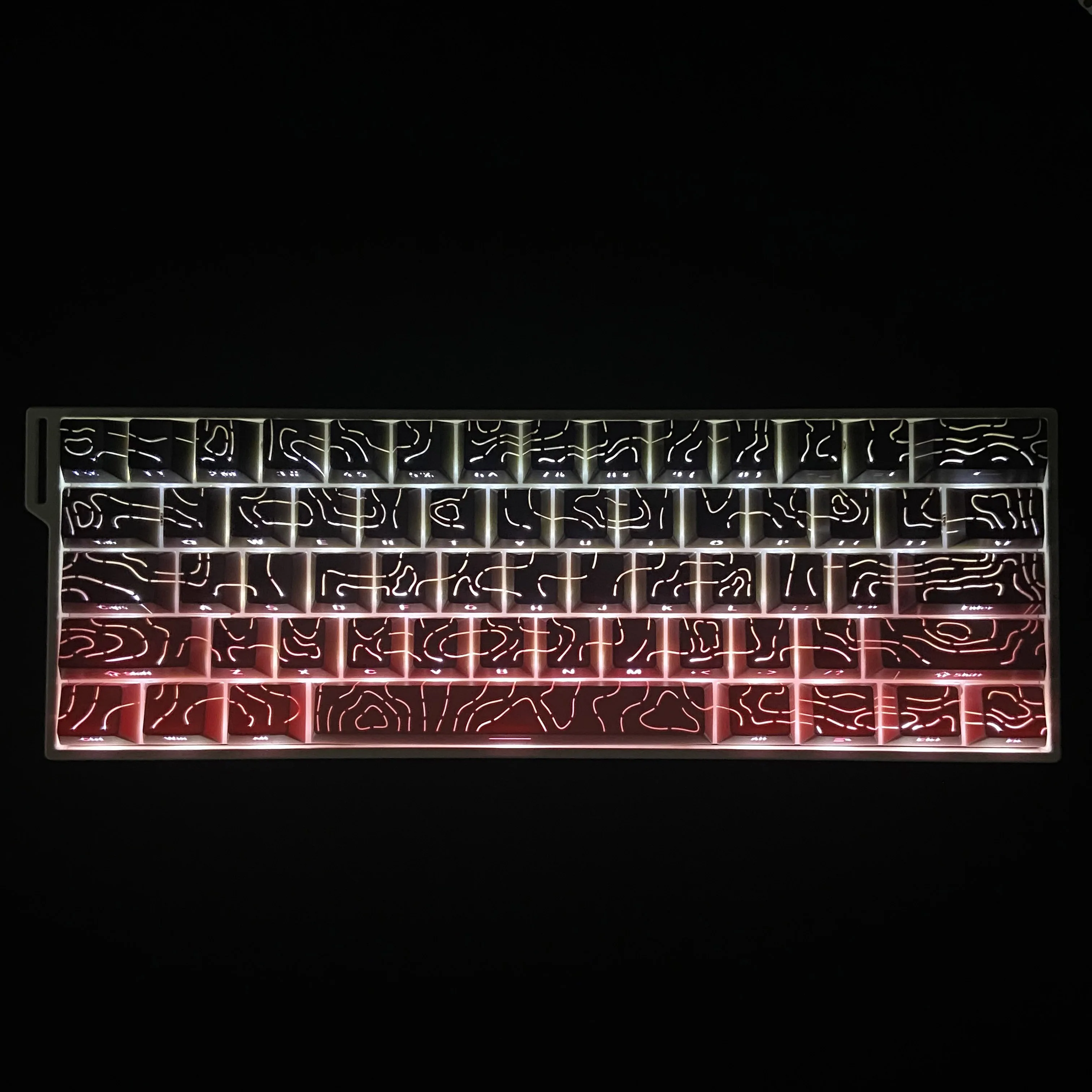 Capuchons de touches imprimés sur le côté, lignes translucides dégradées, 133 touches pour clavier mécanique, noir, violet, gris, bleu, cerise PBT