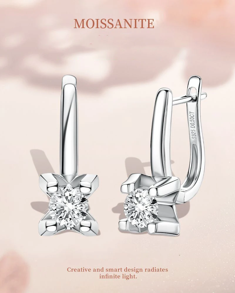 

Женские серьги с муассанитом, ювелирные изделия из стерлингового серебра 925 пробы, универсальные роскошные женские серьги с бриллиантами