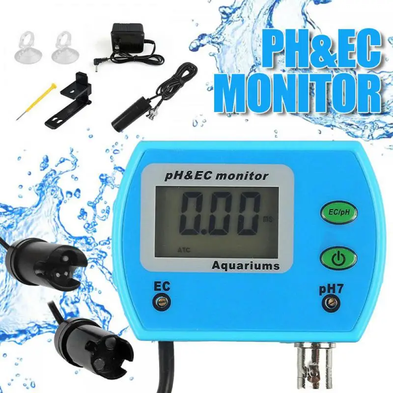 Professional Accurate pH Meter for Aquarium Multi-parameter Water Quality Monitor Online pH monitor Acidometer US/EU plug