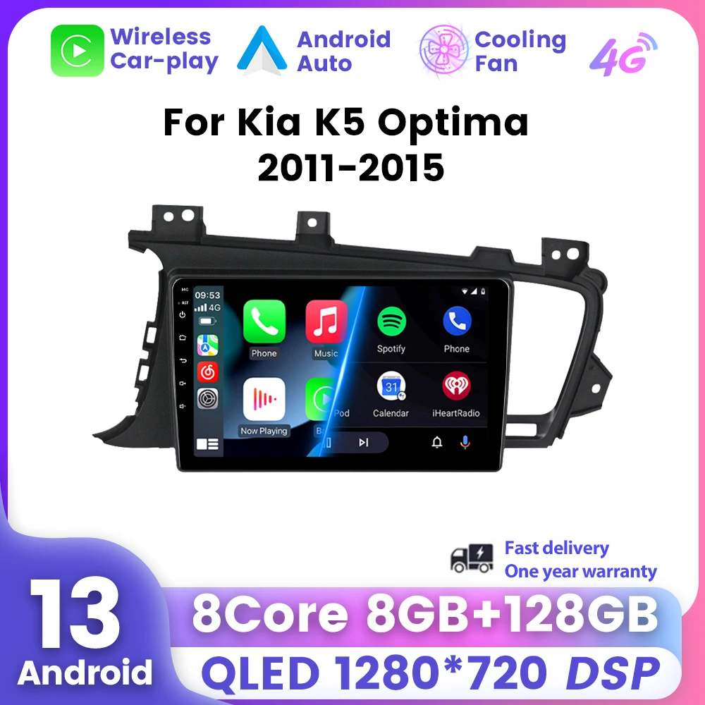 

QLED Screen Car Radio for KIA Optima 2011 - 2014 Multimedia Video Player Navigation GPS Wireless Carplay Auto 2Din Head Unit BT