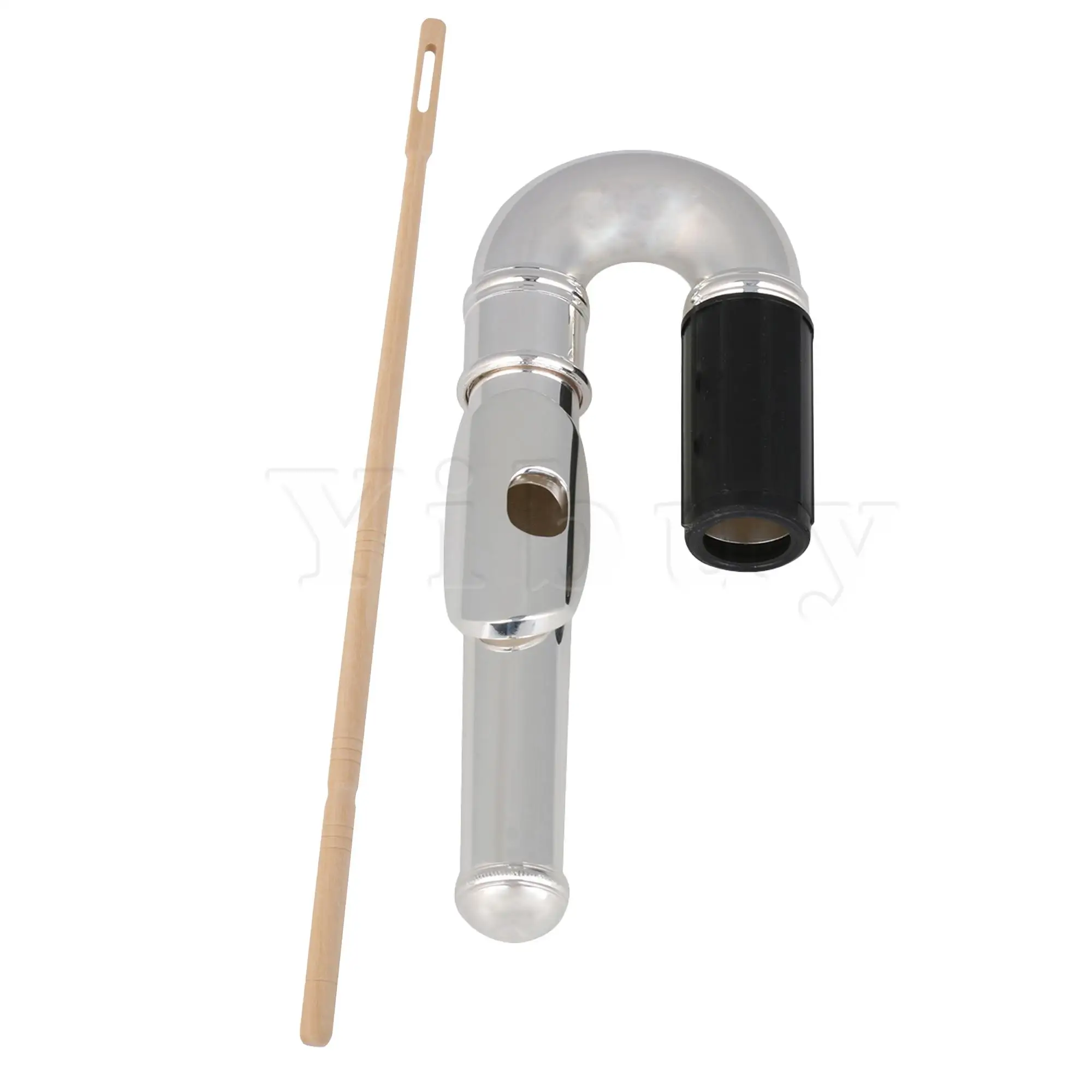 

Yibuy 2 Pcs Metal Flute Curved Head Joint Replacement Silver & Wood Rod Kit