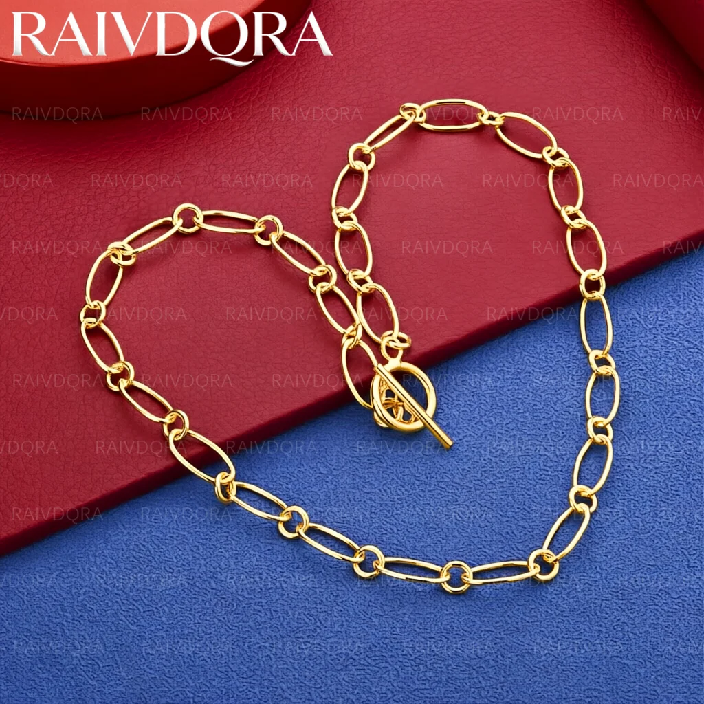 18K Gold Plated 46cm Simple Chain Necklace For Women Man Charm Trend Birthday Gifts Fashion Party Fine Jewelry