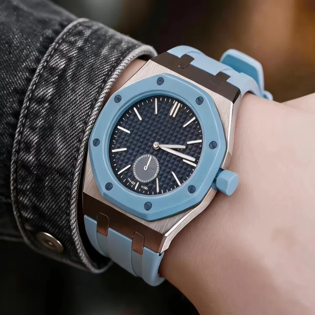 316L Edelstahlgehäuse mit FKM-Gummi-Uhrenarmband-Set für Swatch X AP Royal POP mit Faltschließe und Wechsel-Kit für 3/12 Uhr – Detail 1