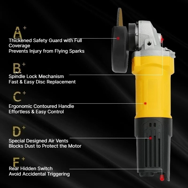 Multi Purpose Power Tool 720W Portable Electric Angle Grinder Cutting Polishing Machine For Metal Wood Stone Grinding Work