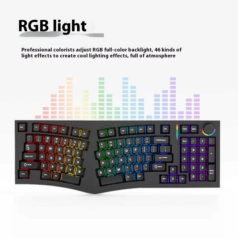 Imagem -06 - Feker Alice98pro Modo Teclado Mecânico Alice Rgb Teclados sem Fio Hot-swap Personalizado Ergonomia Alice98 Pro Teclado de Jogo Novo