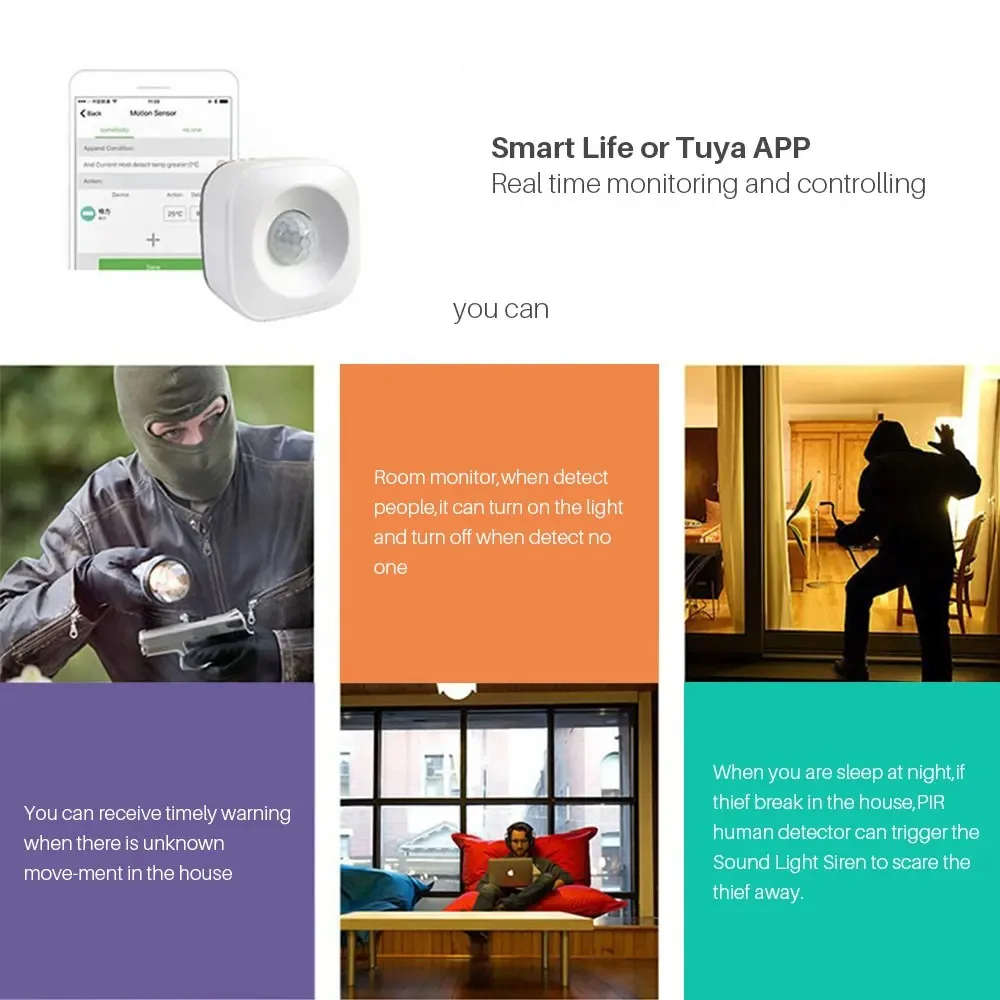 Tuya Wifi Smart Pir Bewegungs sensor Detektor Bewegungs sensor Smart Life App Wireless Home Automation System über Alexa Google Home