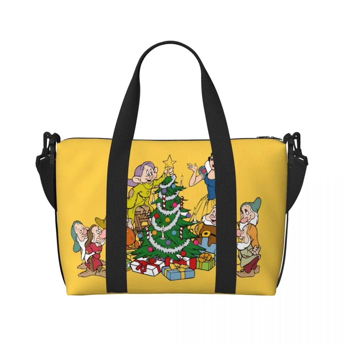 

Custom Snow White And Anime The Seven Dwarfs Groceries Tote Shopping Bag Women Large Capacity Gym Beach Travel Bags