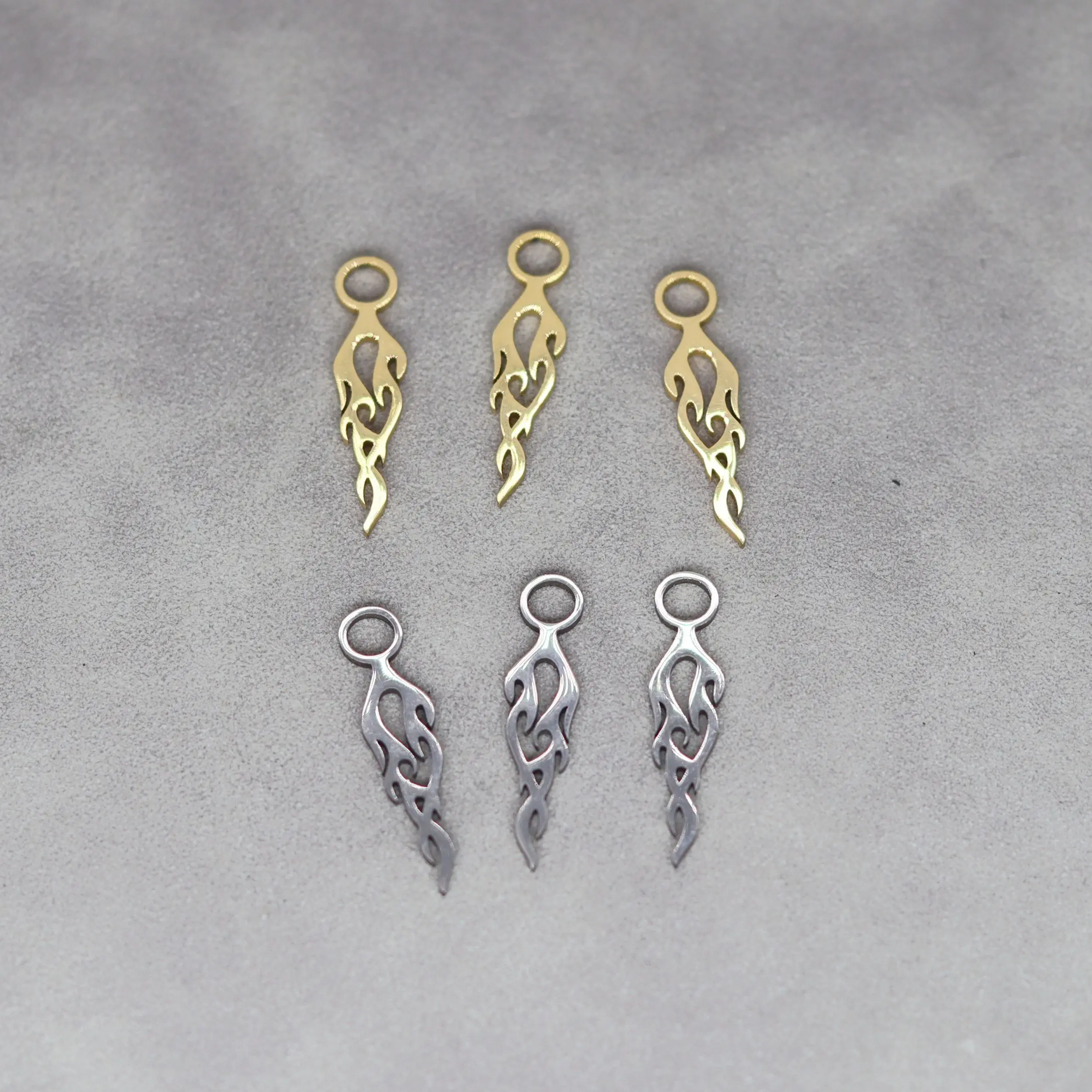 3 sztuk Punk płomień ogień Metal DIY frędzle kolczyki bransoletki Charms do tworzenia biżuterii wisiorek ze stali nierdzewnej Totem diy akcesoria — zdjęcie 5