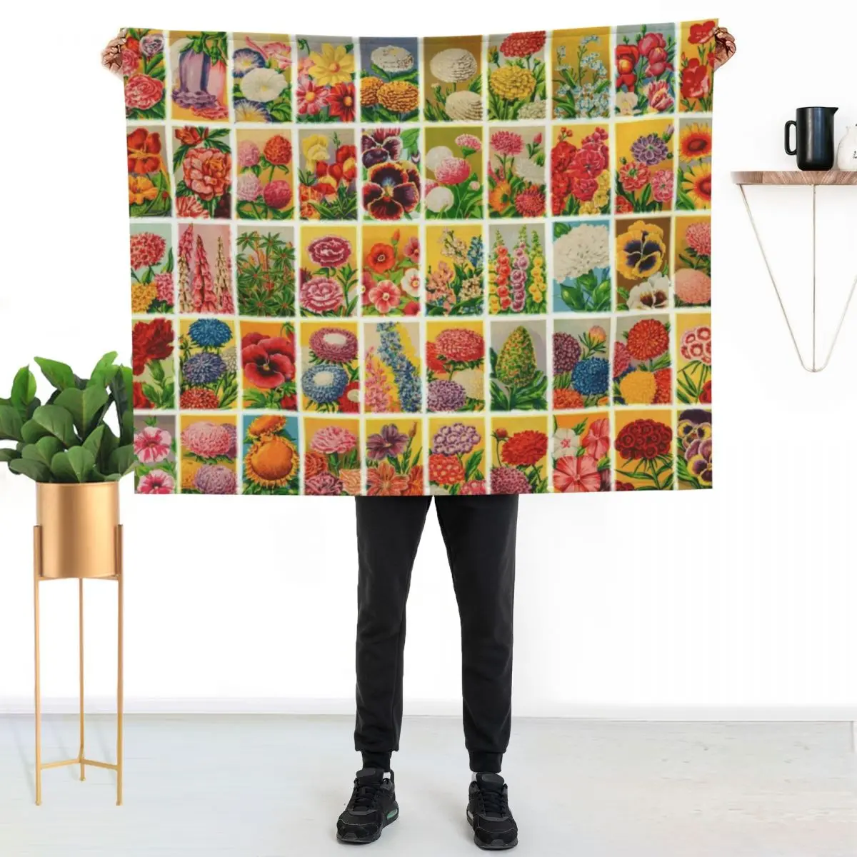 Vintage 1920s seed packet from France Throw Blanket Large Moving blankets and throws Sofas Summer Soft Big Blankets